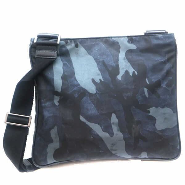 a21 1746 3 Prada Shoulder Bag Black Blue Camouflage Nylon Canvas Leather