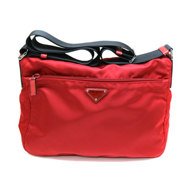 a21 3259 2 Prada Vela Messenger Bag Shoulder Bag Red Nylon Canvas