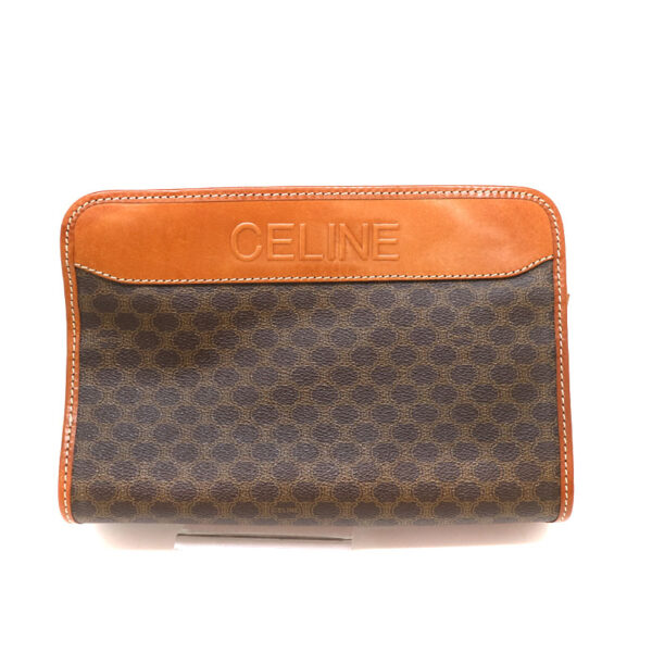 a21 3537 2 Celine Macadam Leather Travel Pouch Brown