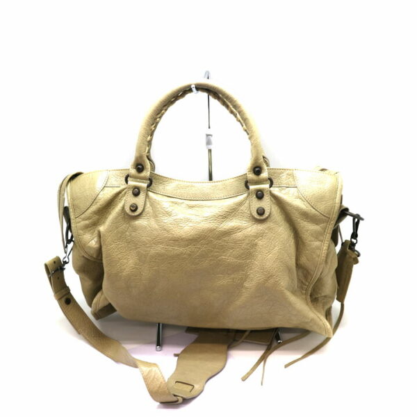 a21 3953 3 Balenciaga The City Leather 2WAY Bag Beige