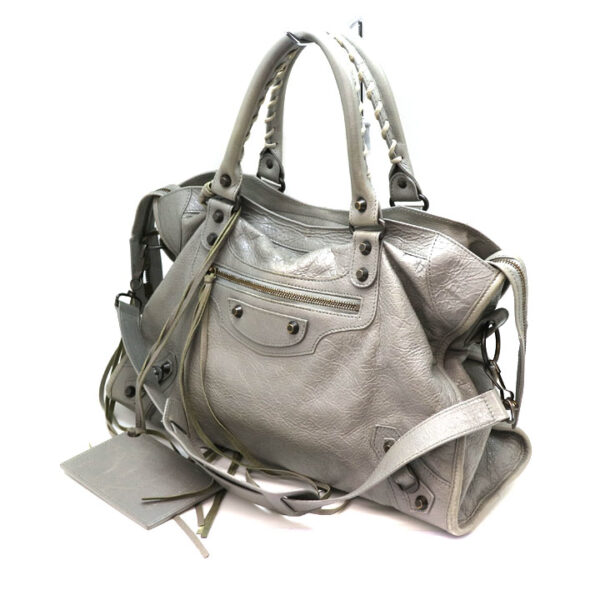 a21 3954 1 Balenciaga The City Leather 2WAY Bag Gray