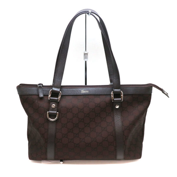 a21 4807 2 Gucci Tote Bag Canvas Leather Brown