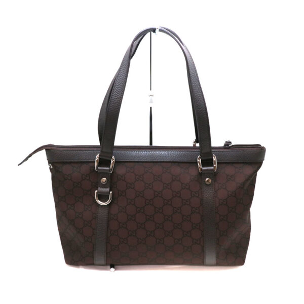 a21 4807 3 Gucci Tote Bag Canvas Leather Brown