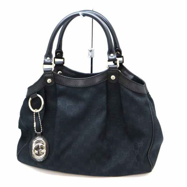 a21 6004 2 Gucci Handbag Leather Canvas Black