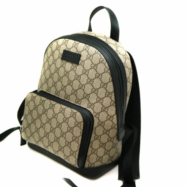 a21 8390 1 Gucci GG Supreme Small Backpack Leather Black Beige