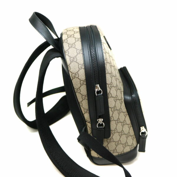 a21 8390 4 Gucci GG Supreme Small Backpack Leather Black Beige