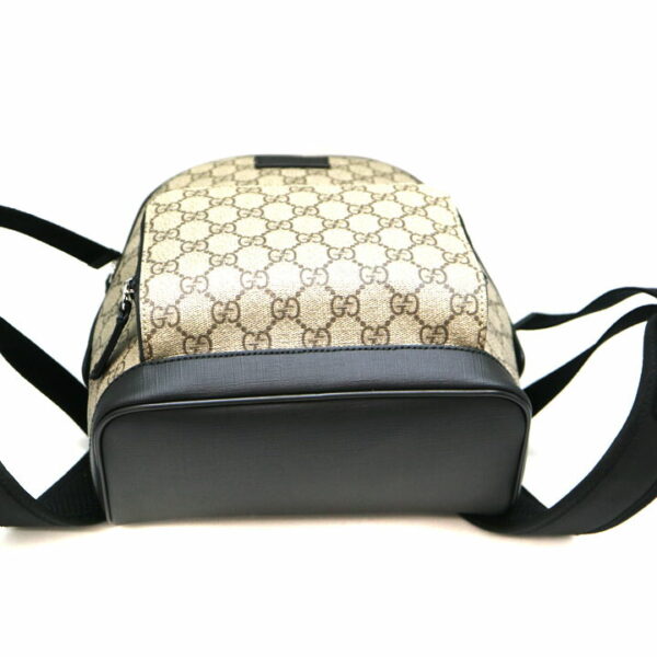 a21 8390 6 Gucci GG Supreme Small Backpack Leather Black Beige