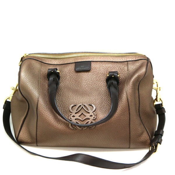 a21 8416 2 Loewe Fusta 31 2WAY Leather Handbag Brown