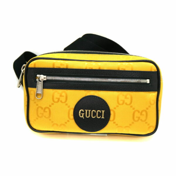 a21 8584 2 Gucci Body Bag Canvas Leather Black Yellow