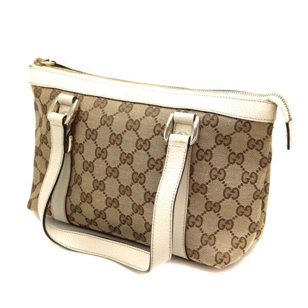 a22 10380 1 Gucci Handbag GG Canvas Leather Brown Beige