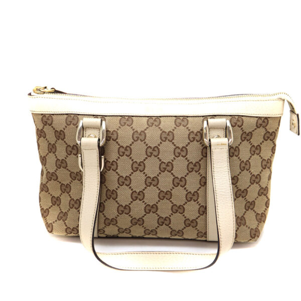 a22 10380 2 Gucci Handbag GG Canvas Leather Brown Beige