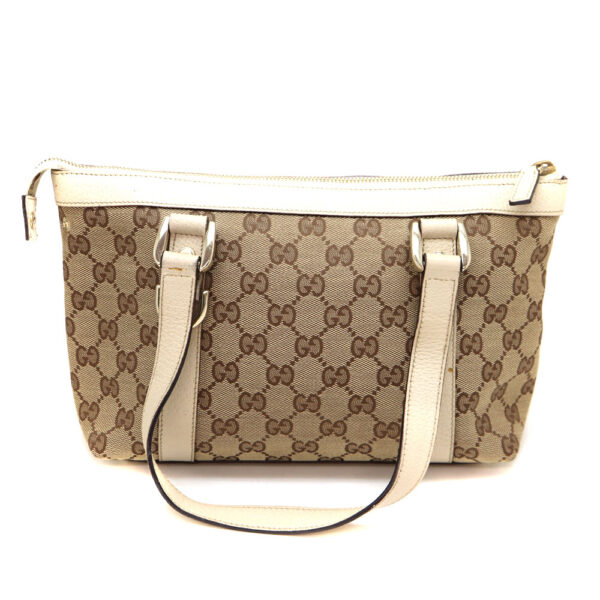 a22 10380 3 Gucci Handbag GG Canvas Leather Brown Beige