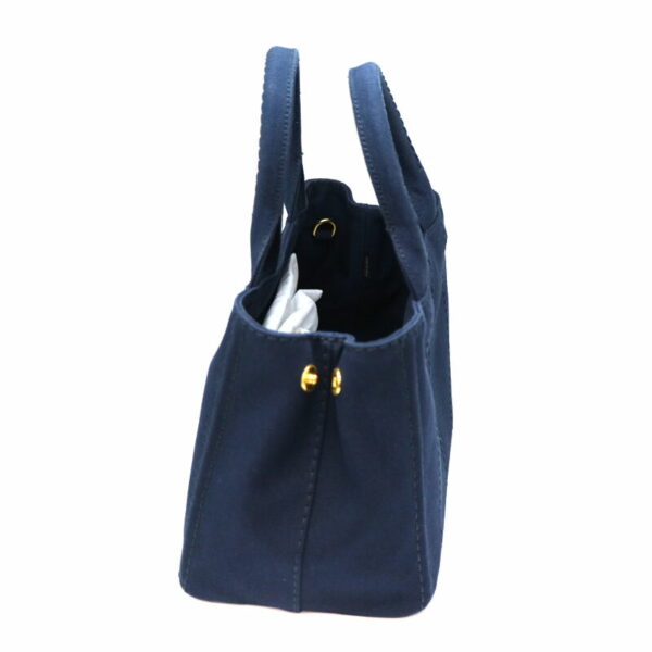 a22 412 4 Prada Kanapa Tote 2WAY Bag Canvas Shoulder Bag Handbag Navy