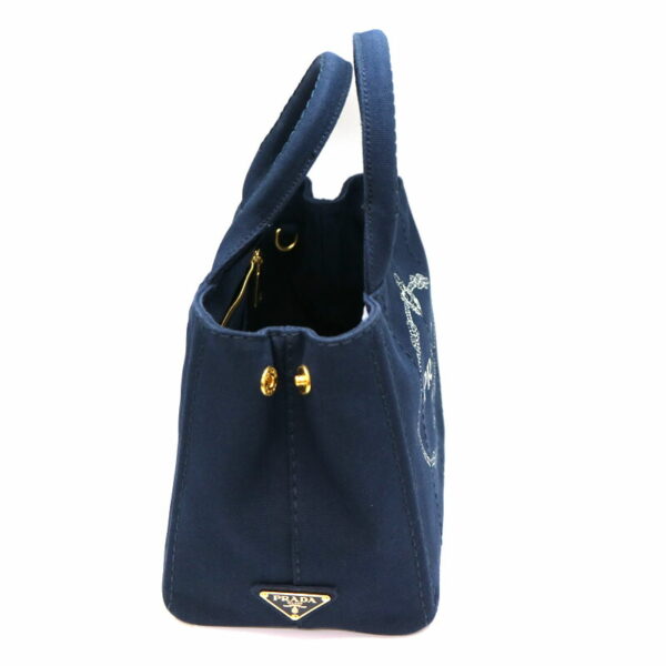 a22 412 5 Prada Kanapa Tote 2WAY Bag Canvas Shoulder Bag Handbag Navy