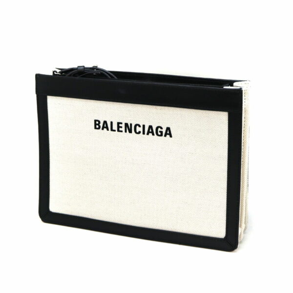 a22 4573 1 Balenciaga Shoulder Bag Canvas Leather White Black