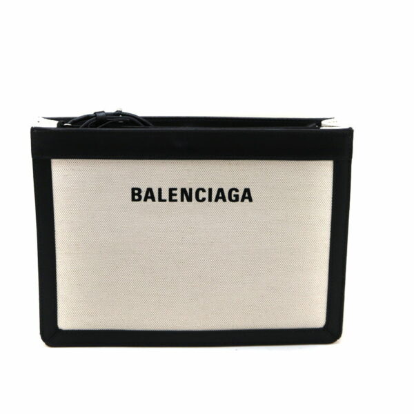 a22 4573 2 Balenciaga Shoulder Bag Canvas Leather White Black