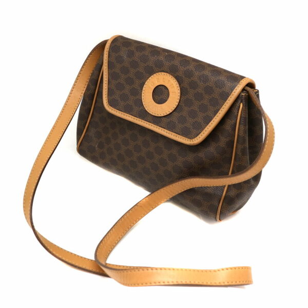 a22 642 1 Celine Macadam Leather Circle Shoulder Bag Brown