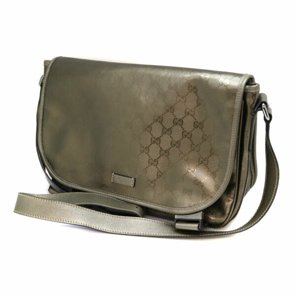 a22 66 1 Gucci Shoulder Bag Canvas Leather Khaki