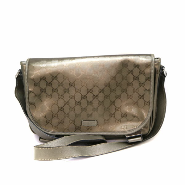 a22 66 2 Gucci Shoulder Bag Canvas Leather Khaki