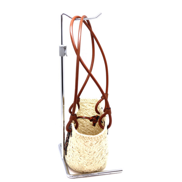 a22 6845 4 Loewe Basket Mini Raffia Calfskin Bag Beige Brown