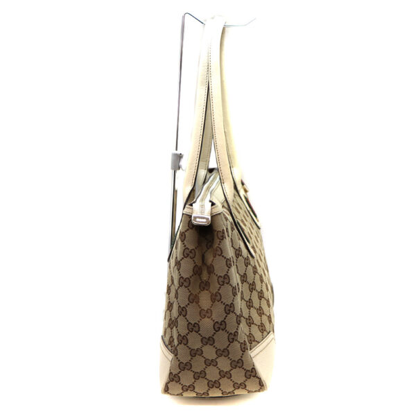 a22 6946 4 Gucci Tote Bag Leather Canvas Beige White