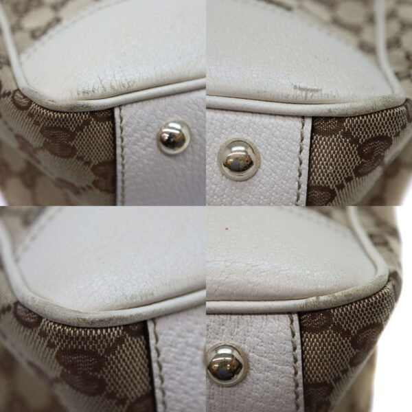 a22 6946 6 Gucci Tote Bag Leather Canvas Beige White