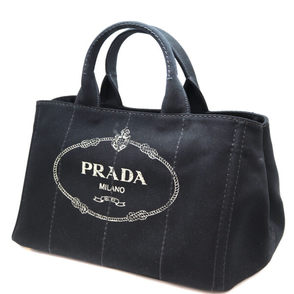 a22 7546 1 Prada Kanapa Tote 2WAY Bag Handbag Shoulder Canvas Black