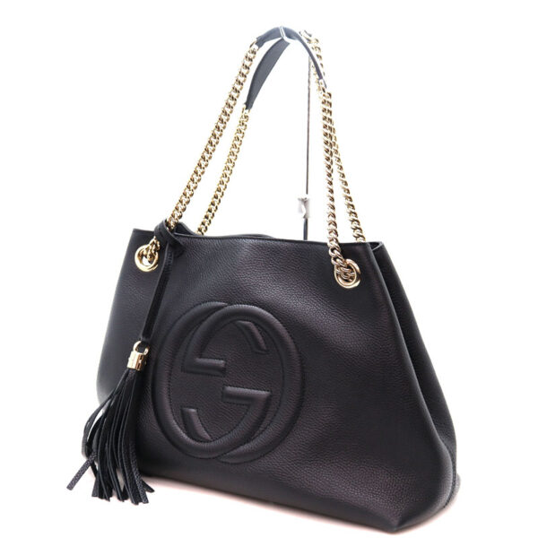 a22 7749 1 Gucci Soho Shoulder Bag Leather Black Brown