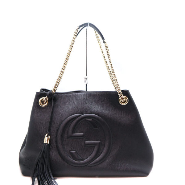 a22 7749 2 Gucci Soho Shoulder Bag Leather Black Brown