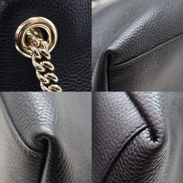 a22 7749 7 Gucci Soho Shoulder Bag Leather Black Brown