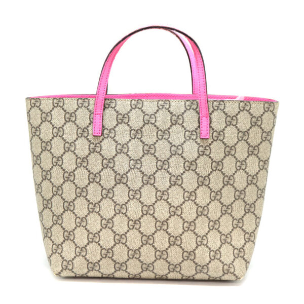 a22 8627 3 Gucci GG Supreme Bow Tote Bag Brown Beige Pink