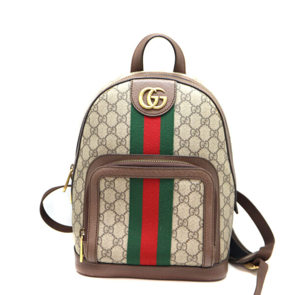 a22 8636 2 Gucci Ophidia GG Small Backpack Rucksack Leather Brown Beige Brown