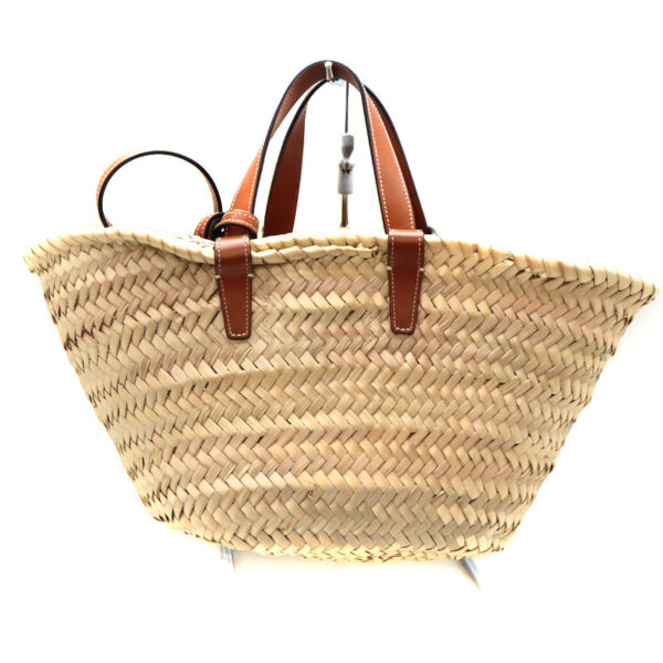 a22 8669 2 Celine Teen Triomphe Pannier Raffia Leather Bag Tan