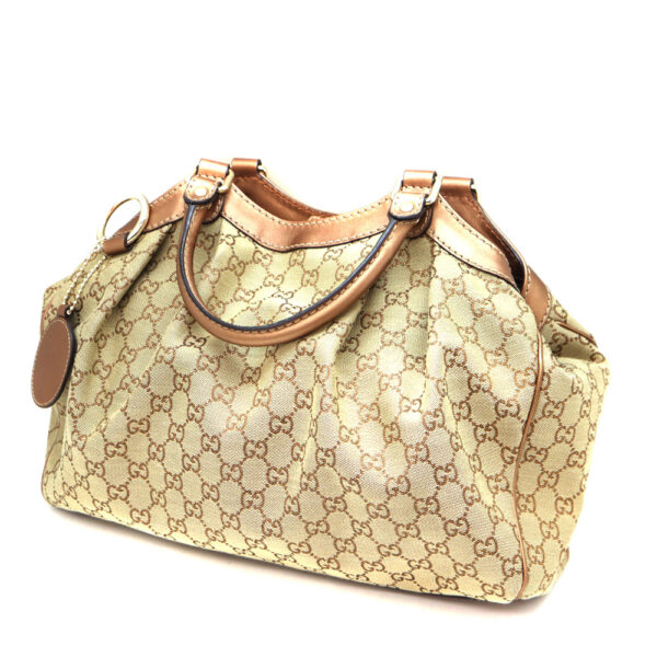 a22 9098 1 Gucci Sookie Handbag GG Canvas Beige Brown