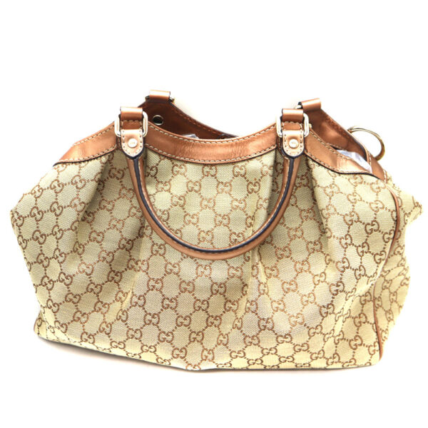 a22 9098 3 Gucci Sookie Handbag GG Canvas Beige Brown