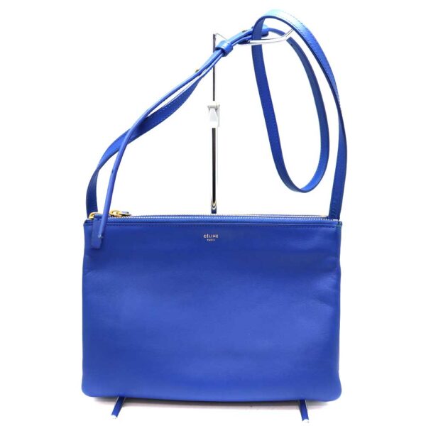 a23 1024 1 Celine Tri Large Shoulder Bag Leather Blue