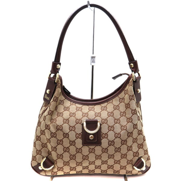 a23 10749 1 Gucci Shoulder Bag Canvas Leather Brown