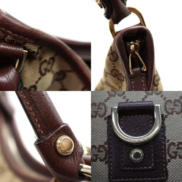 a23 10749 9 Gucci Shoulder Bag Canvas Leather Brown