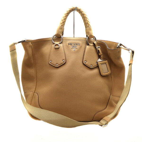 a23 10808 1 Prada 2WAY Bag Handbag Shoulder Leather Beige