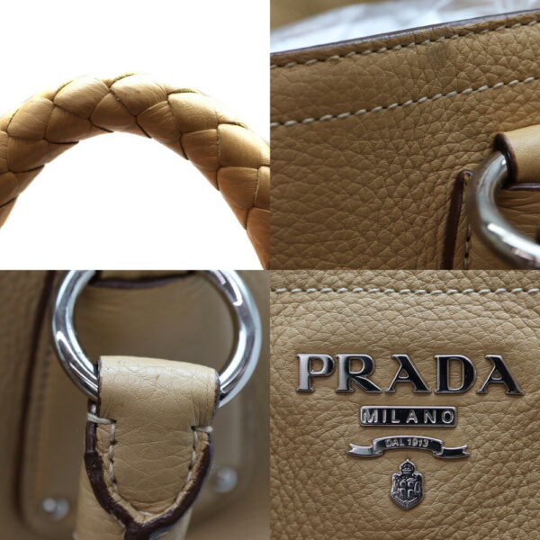 a23 10808 7 Prada 2WAY Bag Handbag Shoulder Leather Beige