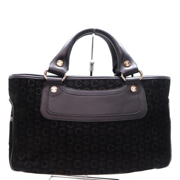 a23 10809 1 Celine Boogie Macadam Suede Leather Bag Black