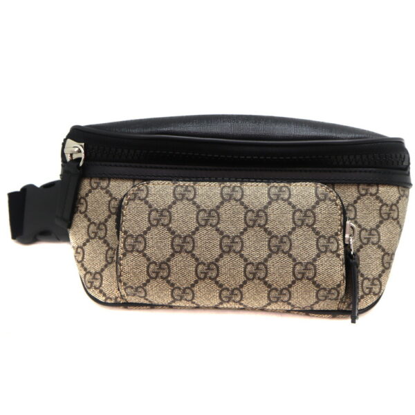 a23 11961 1 Gucci Eden Body Bag GG Supreme Leather Black Beige