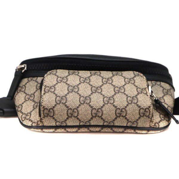 a23 11961 5 Gucci Eden Body Bag GG Supreme Leather Black Beige