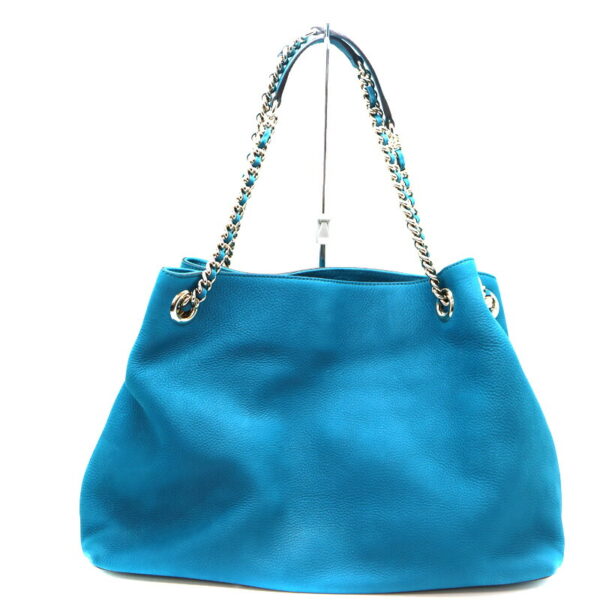 a23 1217 2 Gucci Soho Chain Shoulder Bag Suede Blue