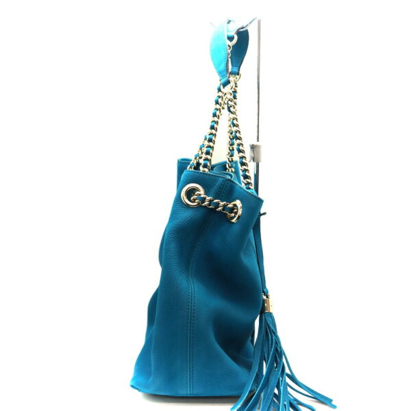 a23 1217 4 Gucci Soho Chain Shoulder Bag Suede Blue