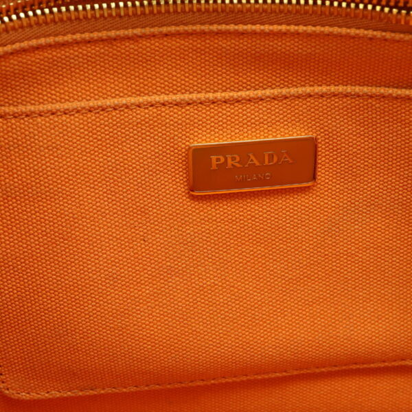 a23 1274 10 Prada Kanapa Tote 2WAY Handbag Shoulder Bag Canvas Orange