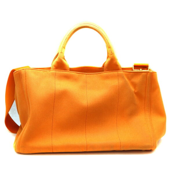 a23 1274 2 Prada Kanapa Tote 2WAY Handbag Shoulder Bag Canvas Orange