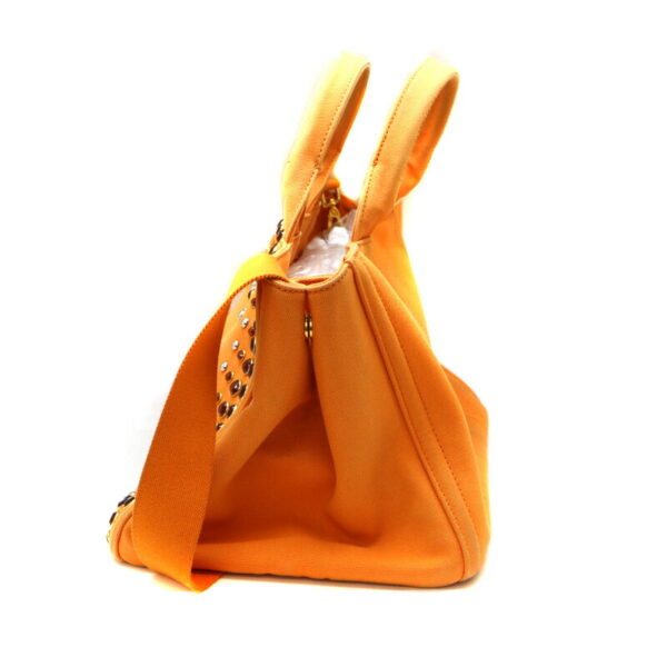 a23 1274 3 Prada Kanapa Tote 2WAY Handbag Shoulder Bag Canvas Orange