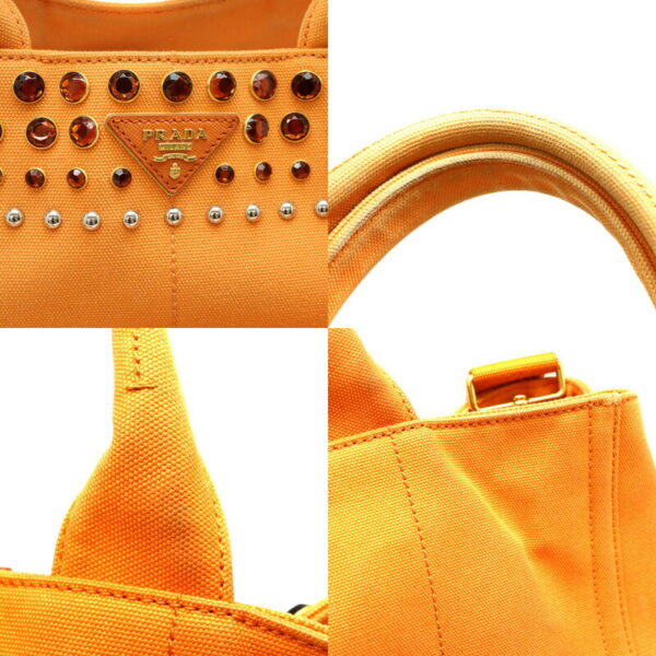 a23 1274 7 Prada Kanapa Tote 2WAY Handbag Shoulder Bag Canvas Orange