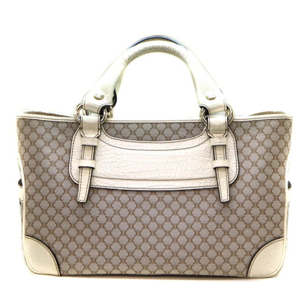 a23 1447 1 Celine Macadam Boogie Bag Leather White Beige